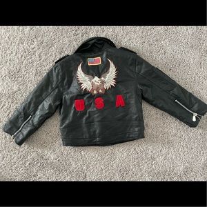 Boys U.S.A. black motorcycle jacket with eagle  . 4T